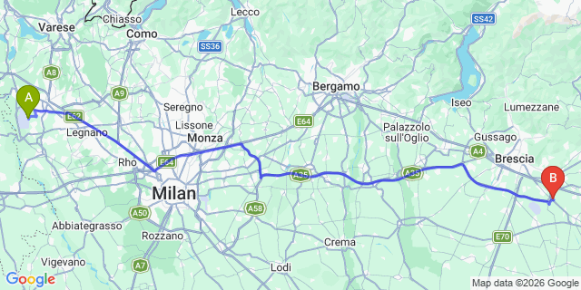 Map: Milan Malpensa Airport (MXP) to Parma