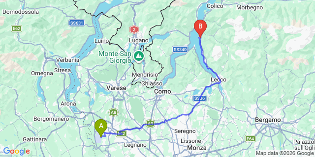 Map: Milan Malpensa Airport (MXP) to Perledo (Lake Como)