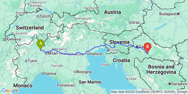 Map: Milan Malpensa Airport (MXP) to Pila