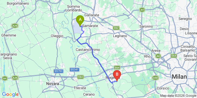 Map: Milan Malpensa Airport (MXP) to Porto Ceresio