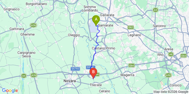 Map: Milan Malpensa Airport (MXP) to Porto Ronco