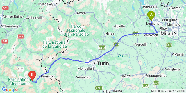 Map: Milan Malpensa Airport (MXP) to Puy-Saint-Vincent