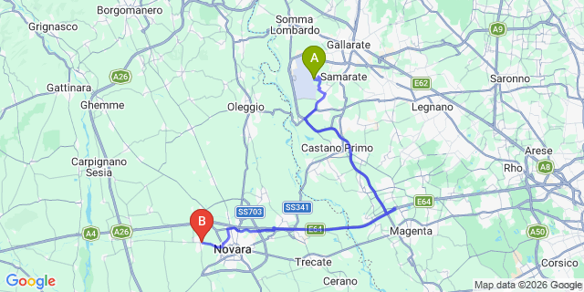 Map: Milan Malpensa Airport (MXP) to Ranco