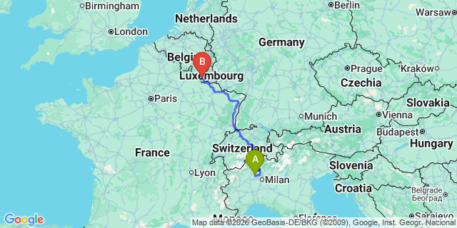Map: Milan Malpensa Airport (MXP) to Saint-Vincent