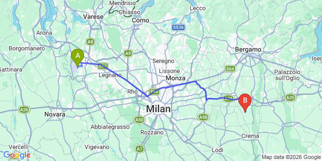 Map: Milan Malpensa Airport (MXP) to San Giovanni Bianco