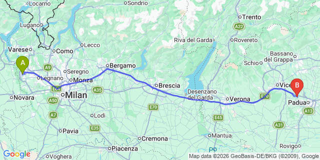 Map: Milan Malpensa Airport (MXP) to Selva di Val Gardena