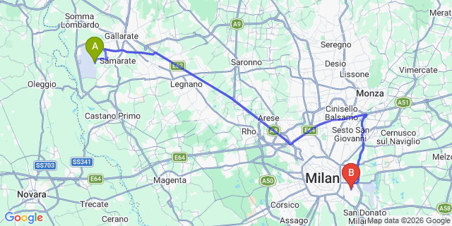 Map: Milan Malpensa Airport (MXP) to Sesto San Giovanni