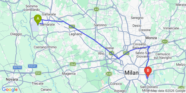 Map: Milan Malpensa Airport (MXP) to Sovico
