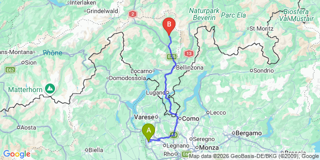 Map: Milan Malpensa Airport (MXP) to Stabbio