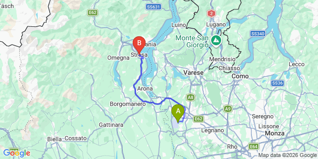 Map: Milan Malpensa Airport (MXP) to Stresa Lake Maggiore