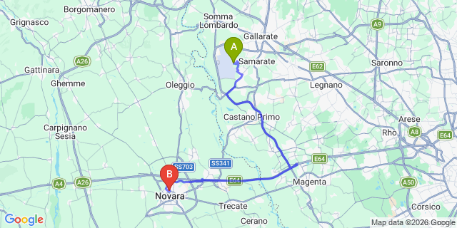 Map: Milan Malpensa Airport (MXP) to Taino
