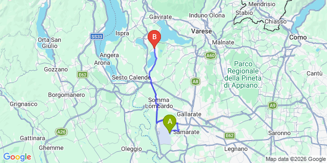 Map: Milan Malpensa Airport (MXP) to Ternate