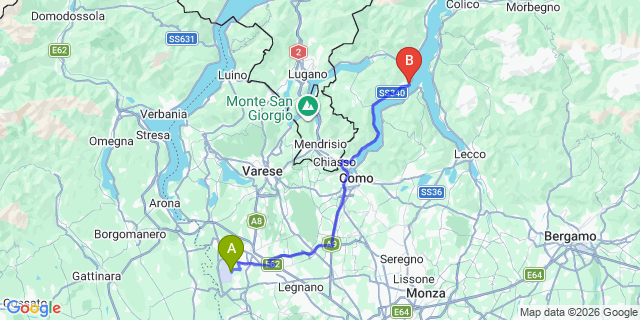 Map: Milan Malpensa Airport (MXP) to Tremezzo Lake Como