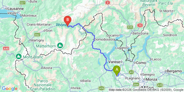 Map: Milan Malpensa Airport (MXP) to Unterbach