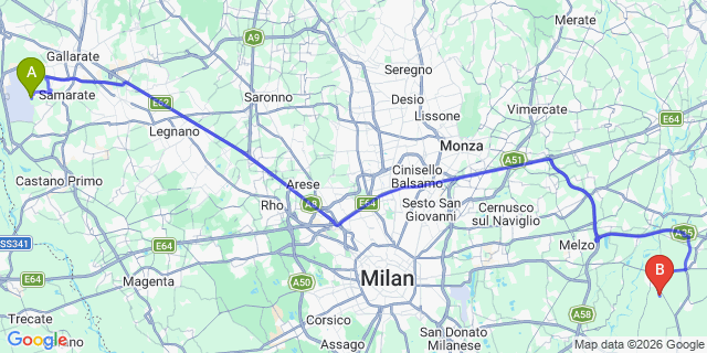 Map: Milan Malpensa Airport (MXP) to Vaduz