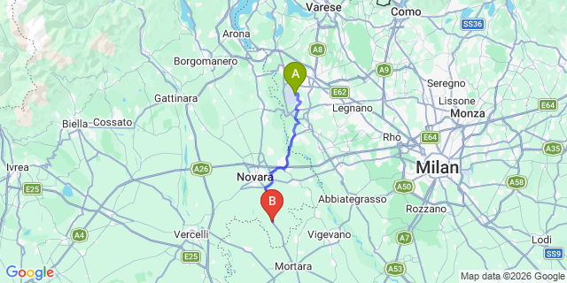 Map: Milan Malpensa Airport (MXP) to Vespolate