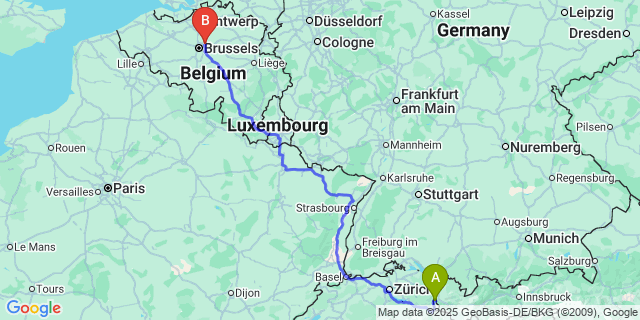 Map: Brussels Zaventem Airport (BRU) to Limont