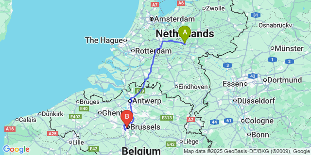 Map: Brussels Midi Train Station to Lobbes