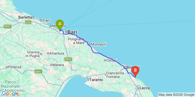 Map: Bari Airport (BRI) to Casalabate