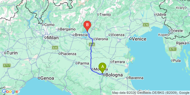 Map: Bologna Airport (BLQ) to Bardolino