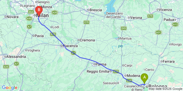 Map: Bologna Airport (BLQ) to Bellagio