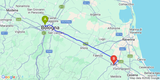 Map: Bologna Airport (BLQ) to Forl?