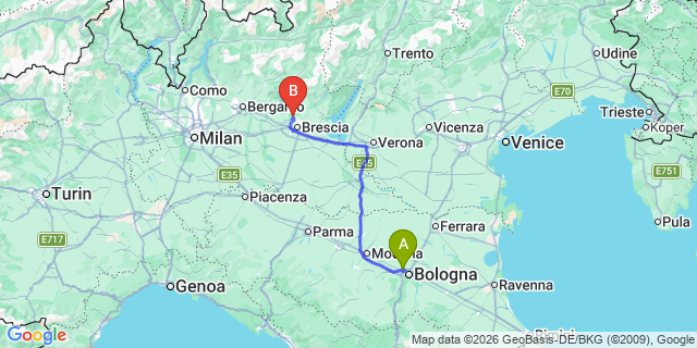 Map: Bologna Airport (BLQ) to Forte dei Marmi
