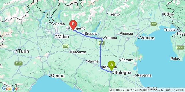 Map: Bologna Airport (BLQ) to La Spezia