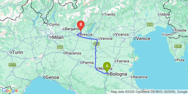 Map: Bologna Airport (BLQ) to Livorno