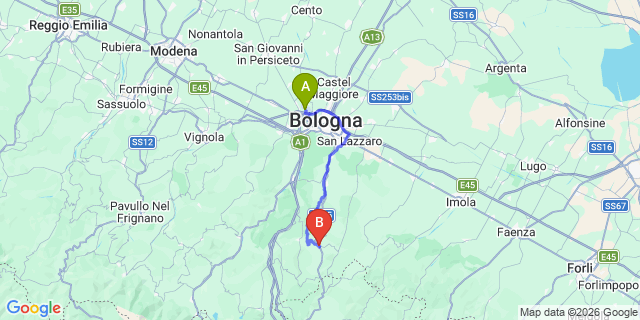 Map: Bologna Airport (BLQ) to Loiano