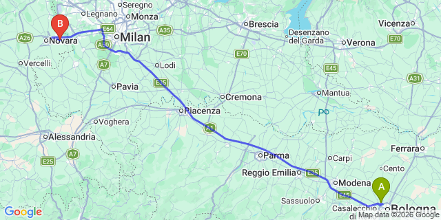 Map: Bologna Airport (BLQ) to Malpensa