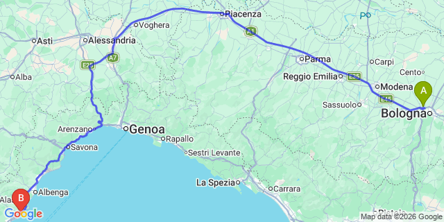 Map: Bologna Airport (BLQ) to San Bartolomeo