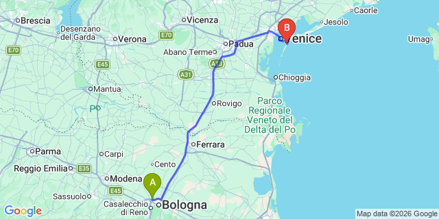 Map: Bologna Airport (BLQ) to San Lazzaro