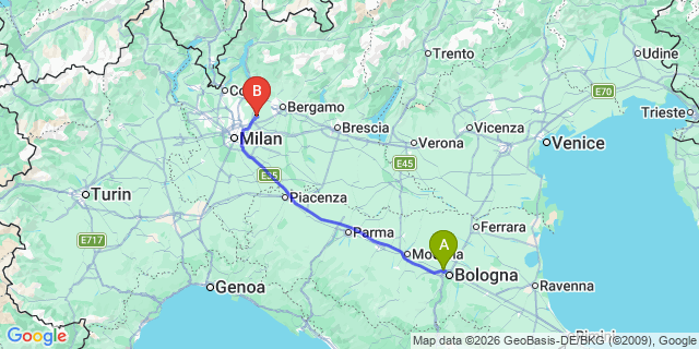 Map: Bologna Airport (BLQ) to Sestri Levante