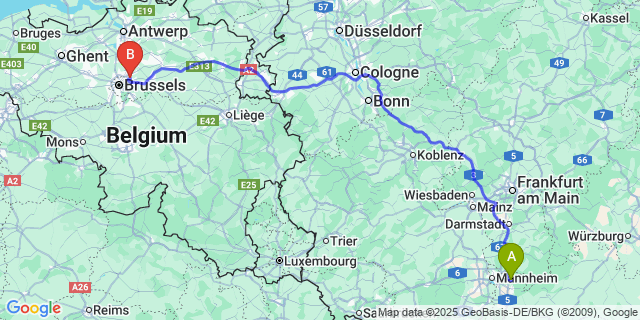 Map: Brussels Zaventem Airport (BRU) to Mazy