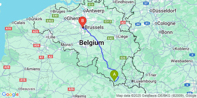 Map: Brussels Midi Train Station to Meix-devant-Virton