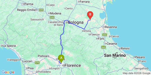 Map: Florence Airport (FLR) to Arezzo