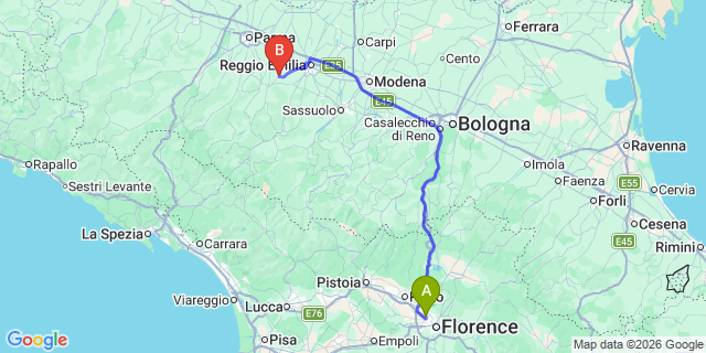 Map: Florence Airport (FLR) to Bibbiano