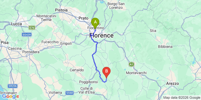 Map: Florence Airport (FLR) to Borgo di Pietrafitta Relais