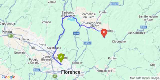Map: Florence Airport (FLR) to Campestri