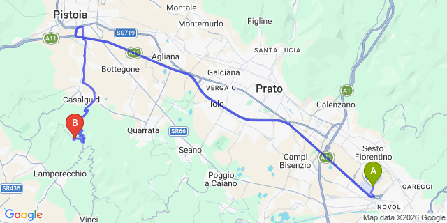 Map: Florence Airport (FLR) to Camping Barco Reale