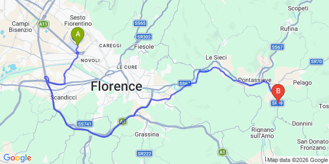 Map: Florence Airport (FLR) to Carbonile