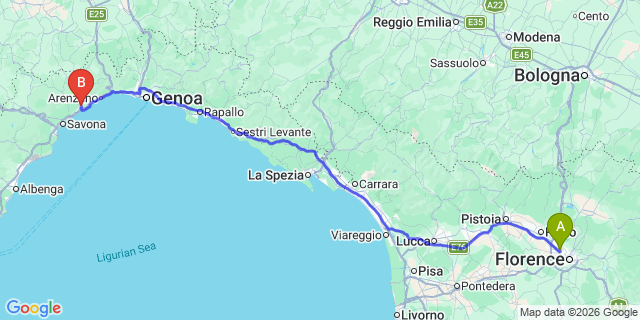 Map: Florence Airport (FLR) to Casanova