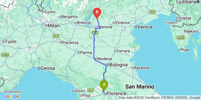 Map: Florence Airport (FLR) to Castelfiorentino