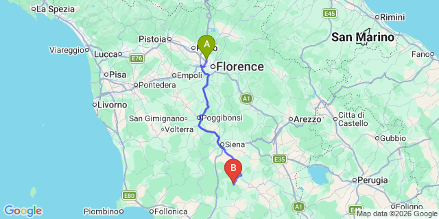 Map: Florence Airport (FLR) to Castiglion del Bosco