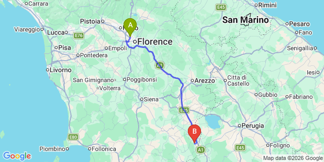 Map: Florence Airport (FLR) to Cetona