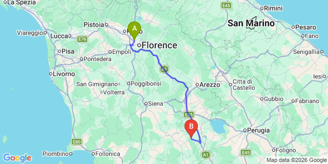 Map: Florence Airport (FLR) to Chianciano Terme