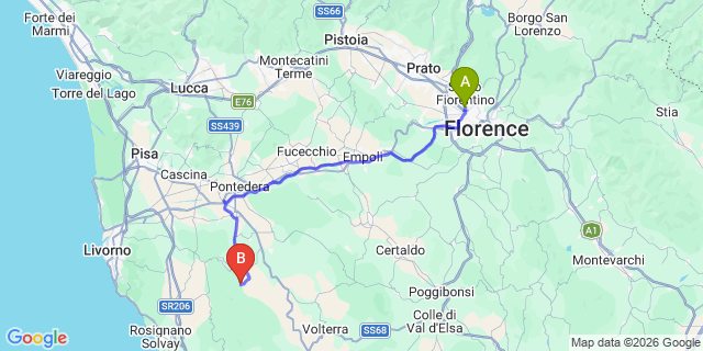 Map: Florence Airport (FLR) to Chianni