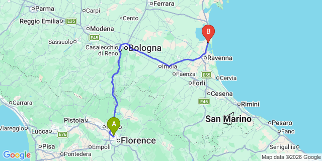 Map: Florence Airport (FLR) to Citta di Castello