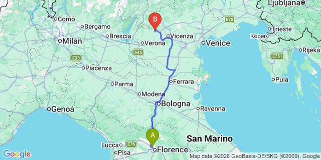 Map: Florence Airport (FLR) to Florence city (all areas)